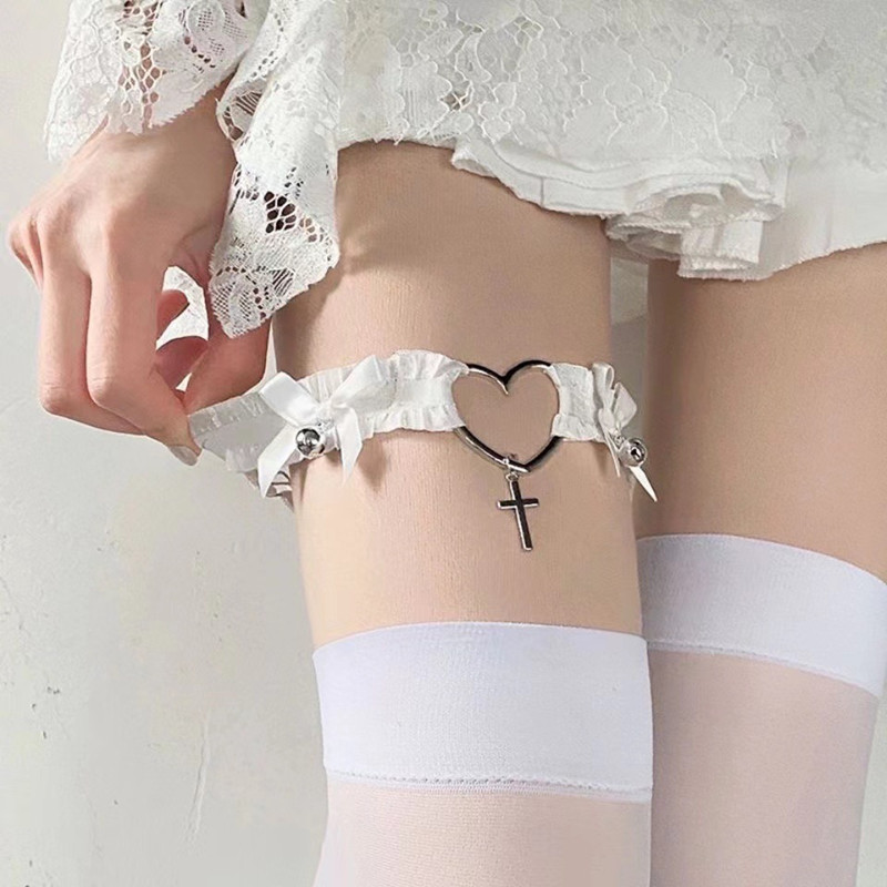 Gothic Lace Garter Belt Heart  - Body Jewelry Goth ulasan dan harga