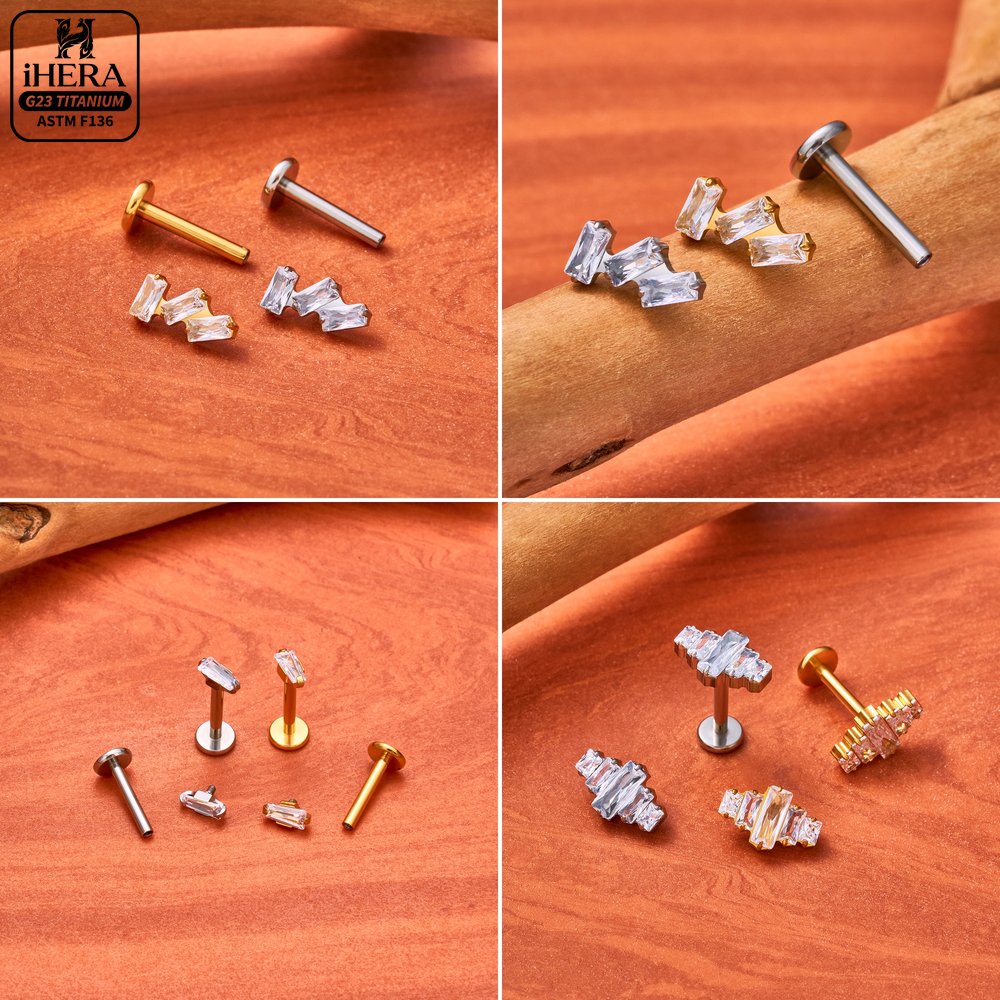 ASTM F136 Titanium Piercing Ba - Flat Back Labret Stud ulasan dan harga