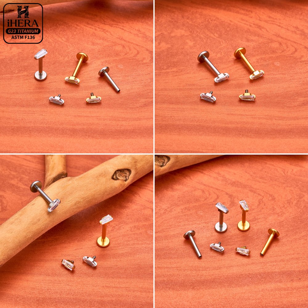 ASTM F136 Titanium Piercing Ba - Flat Back Labret Stud ulasan dan harga