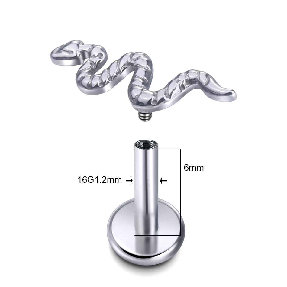 10pcs/lot Titanium Viper Snake - Flat Back Labret Stud ulasan dan harga