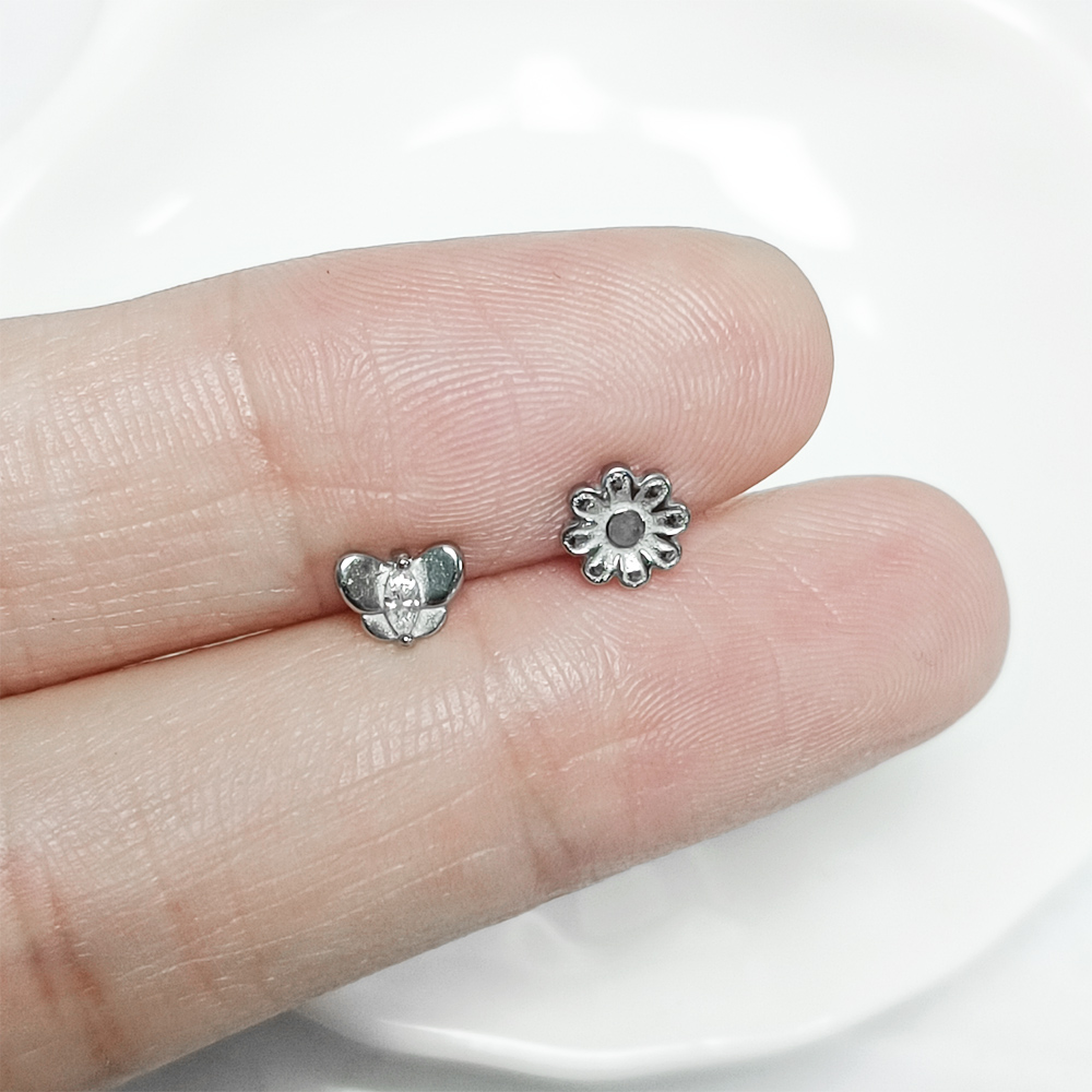 Flower Labret Piercing Butterf - Flat Back Labret Stud ulasan dan harga