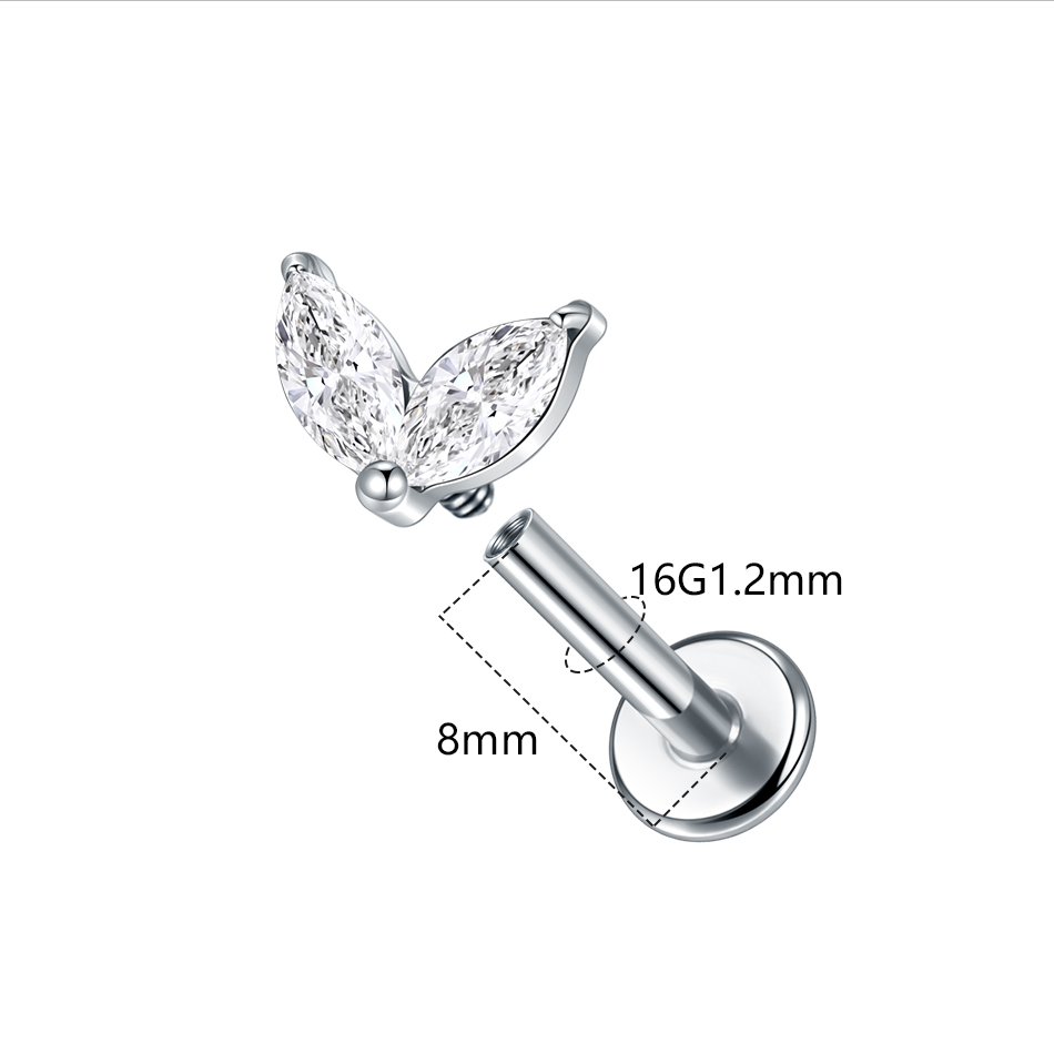 1pc Titanium White Green Zirco - Flat Back Labret Stud ulasan dan harga