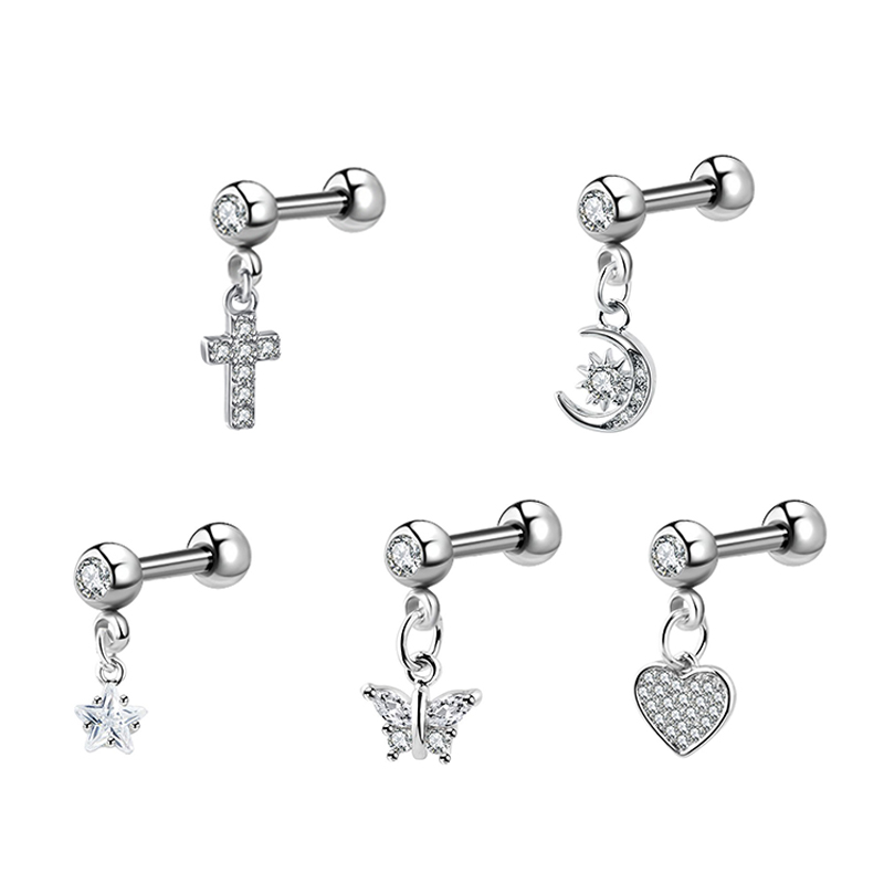 (.) Zircon Earrings Helix Ear  - Helix Cartilage Ring ulasan dan harga