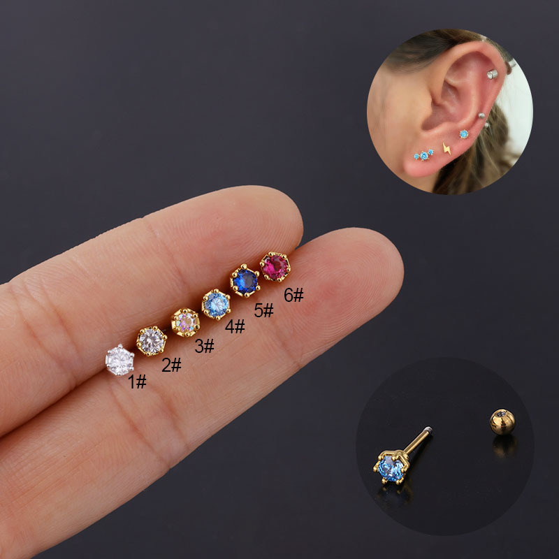 CZ Crystal Top Flat Back Labre - Flat Back Labret Stud ulasan dan harga