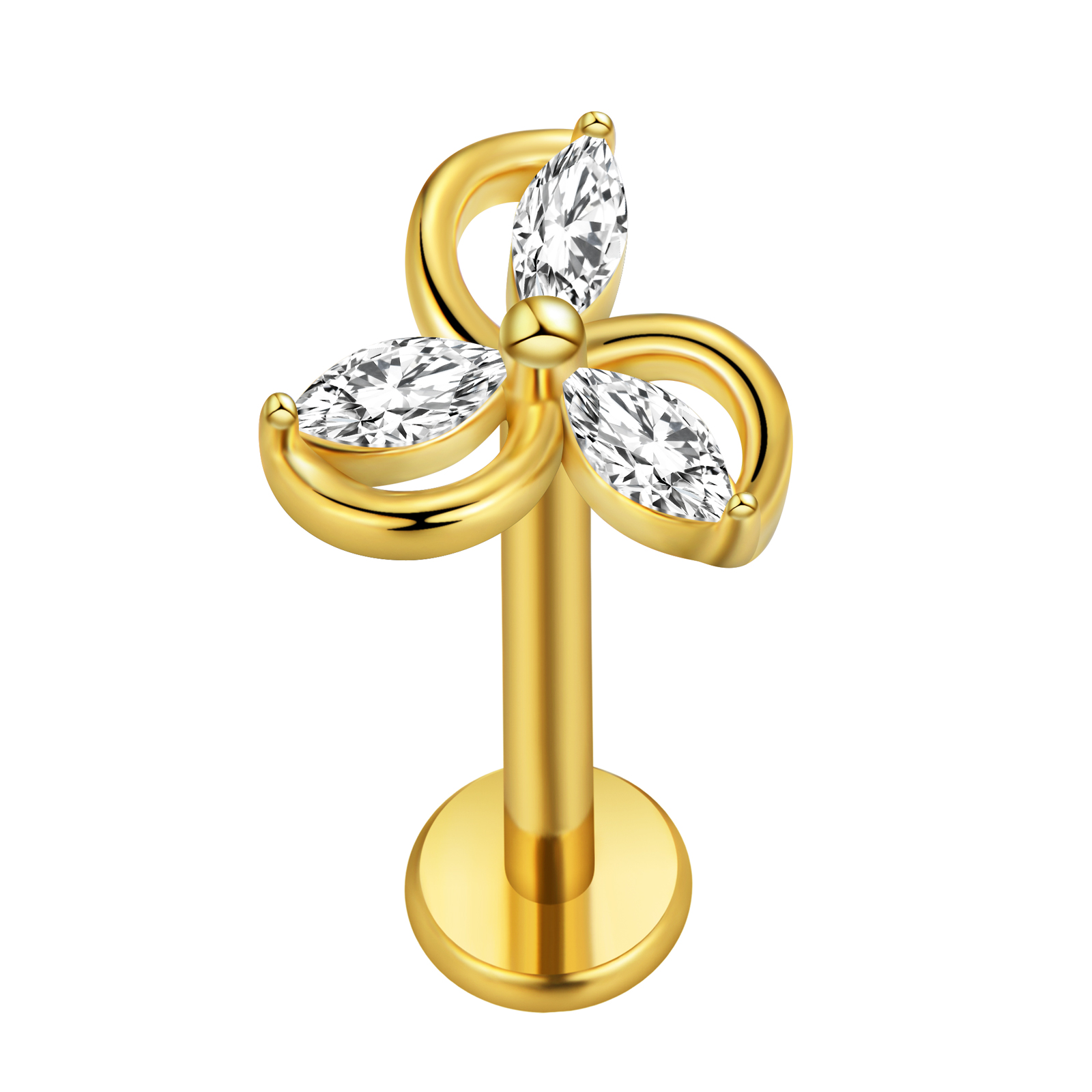 Maple Leaf Labret Piercing Sta - Flat Back Labret Stud ulasan dan harga