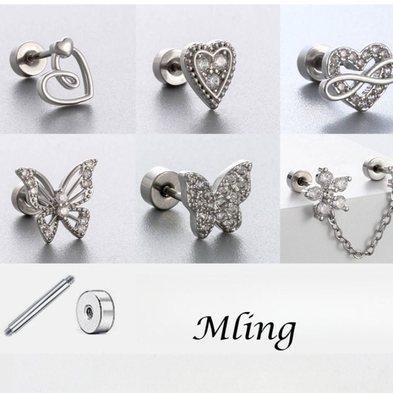 G23 Titanium Heart Flat Back C - Flat Back Labret Stud ulasan dan harga