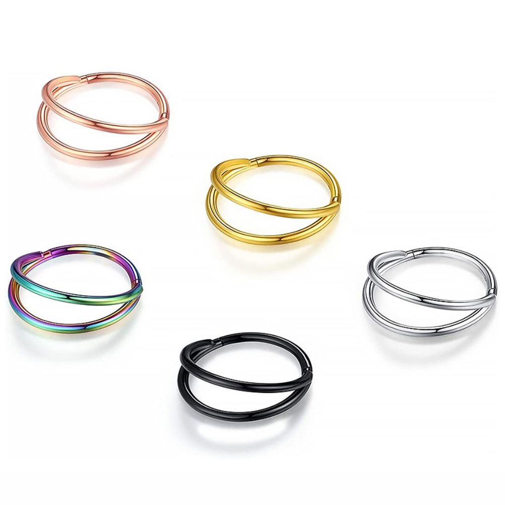 Creative Stainless Steel Doubl - Helix Cartilage Ring ulasan dan harga