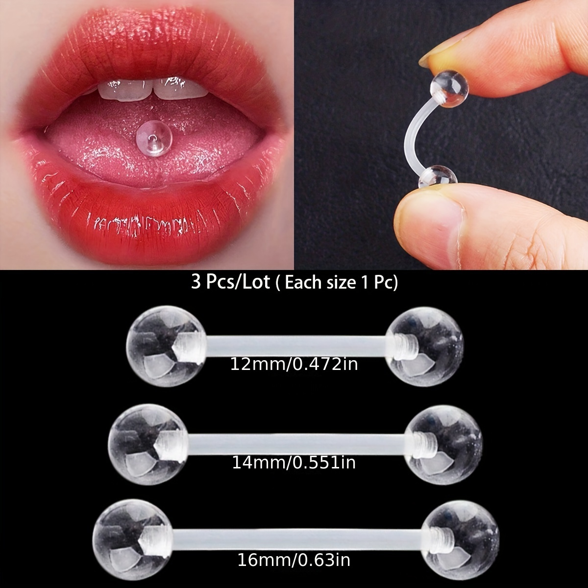 3pcs/Set (Each Size 1pc) Soft  - Body Jewelry Stores ulasan dan harga