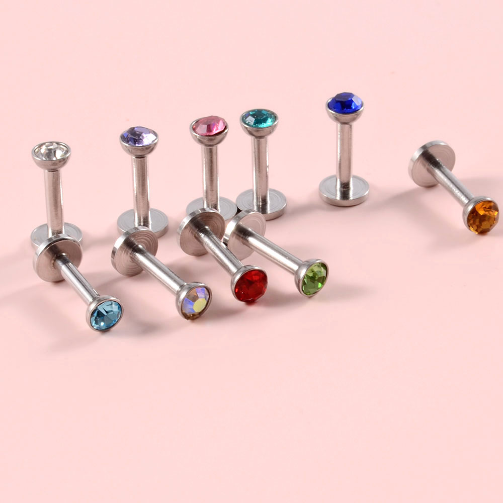 4PCS CZ Gem Labret 316L Surgic - Flat Back Labret Stud ulasan dan harga