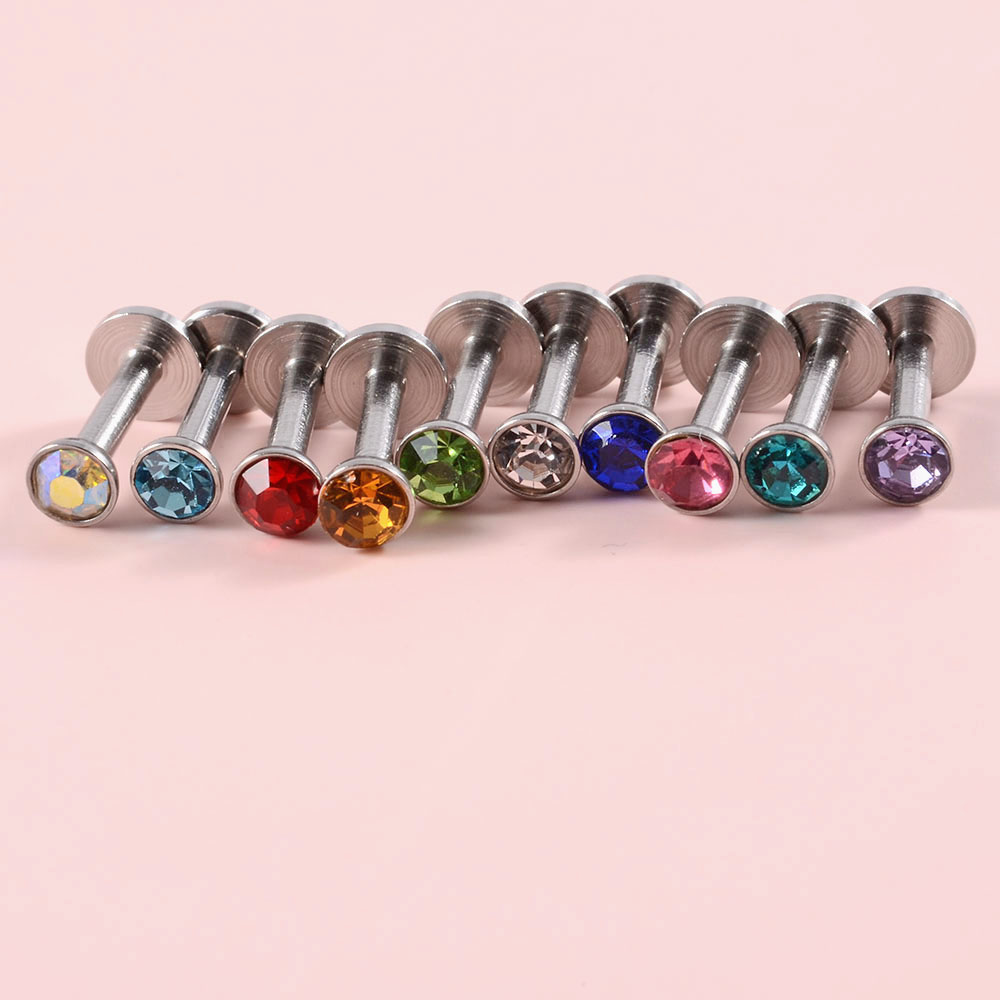 4PCS CZ Gem Labret 316L Surgic - Flat Back Labret Stud ulasan dan harga