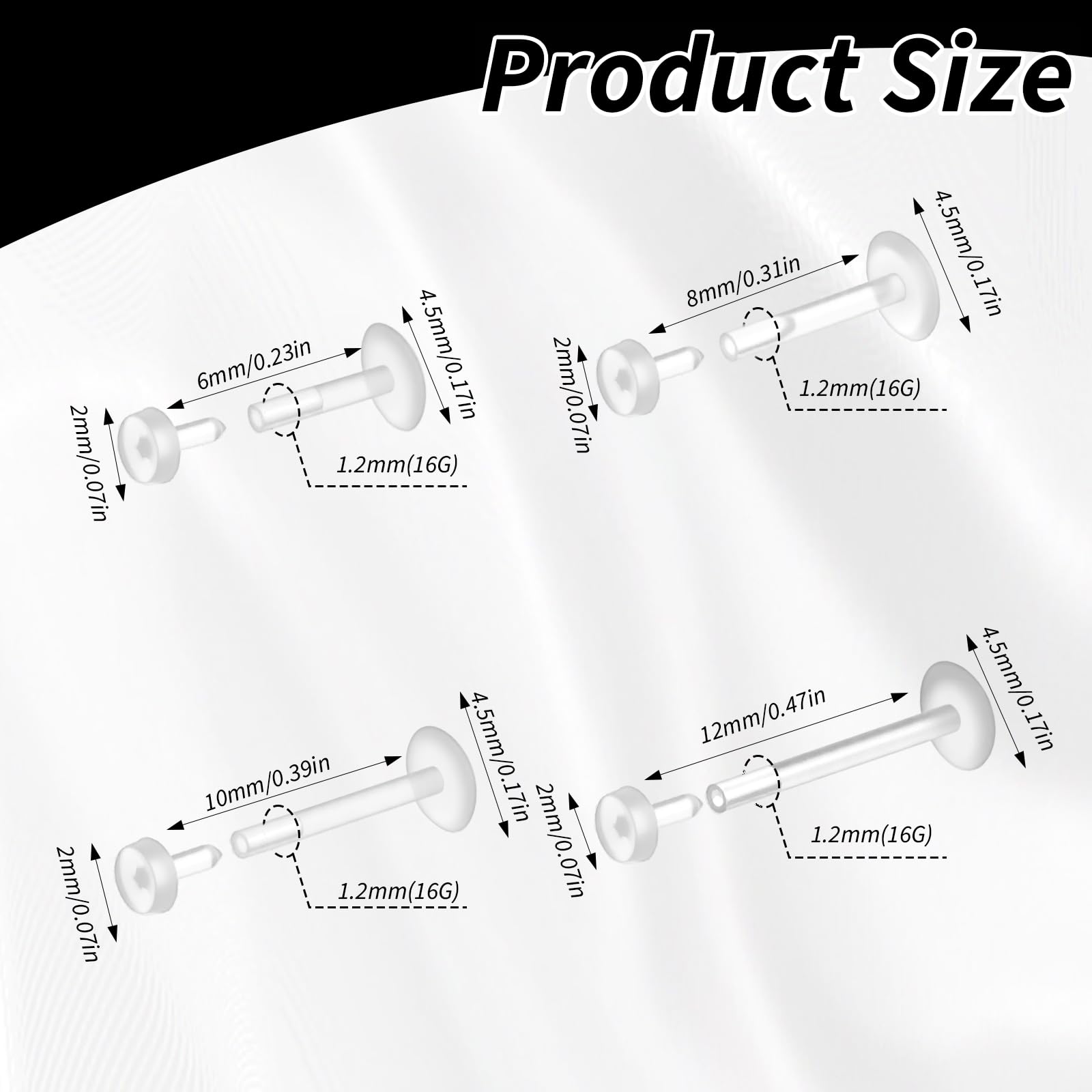 12 Pcs Flat Back Clear Earring - Flat Back Labret Stud ulasan dan harga