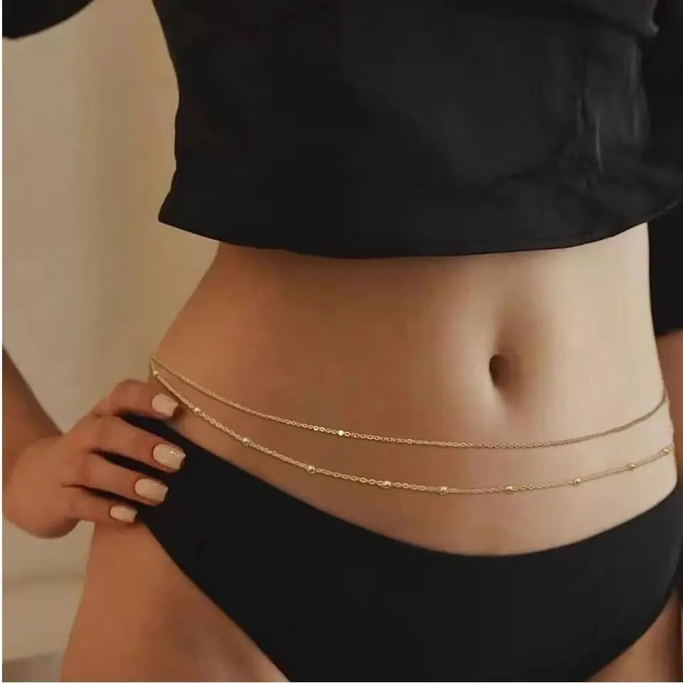 HipHop Double Layers Belly Cha - Body Jewelry Waist ulasan dan harga