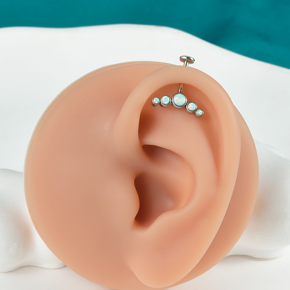 1PC Surgical Steel CZ Gem Opal - Helix Cartilage Ring ulasan dan harga